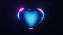 Loop animation of a heart with dark neon light effect, 3d rendering.
