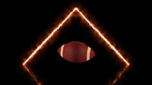 Football spinning into a fiery triangle