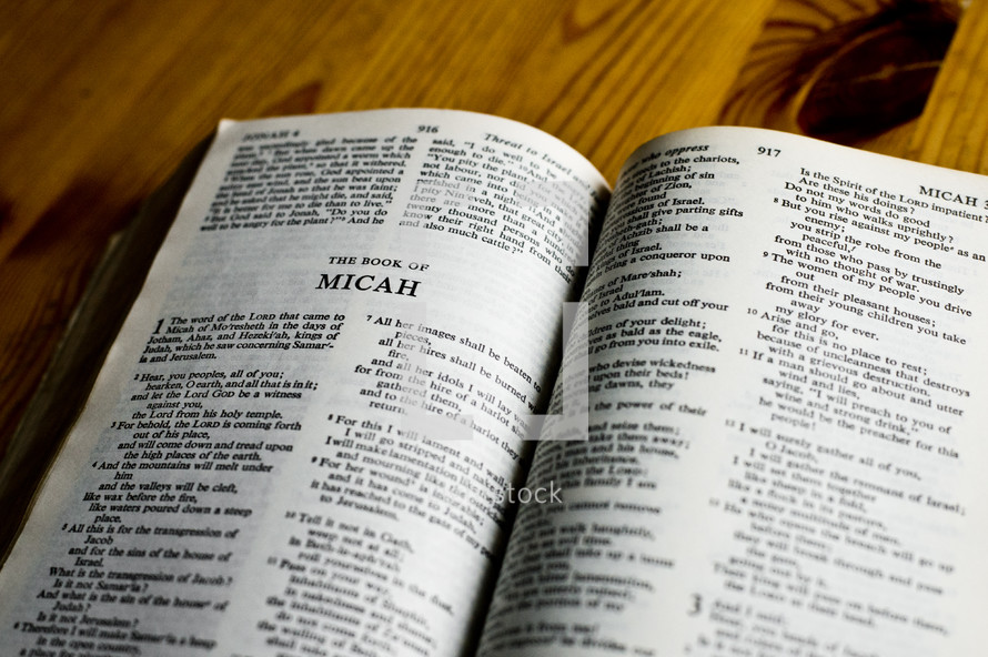 Open Bible in the book of Micah