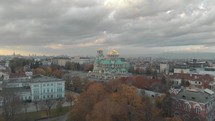 The Beautiful St alexander nevsky cathedral in Sofia, Bulgaria - Aerial Drone 4K