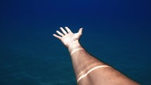 Rays of the sun filter underwater in the ocean 