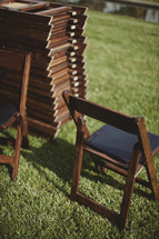 Folding chairs stacked