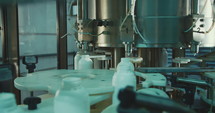 Production line for filling chemicals in bottles