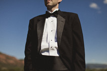 Close up of man in tuxedo