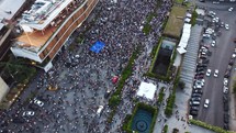 Manifest with eu flag aerial view	
