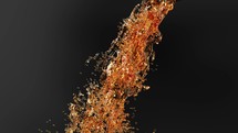 3D Alcohol beer splash on black bg turbulent liquid