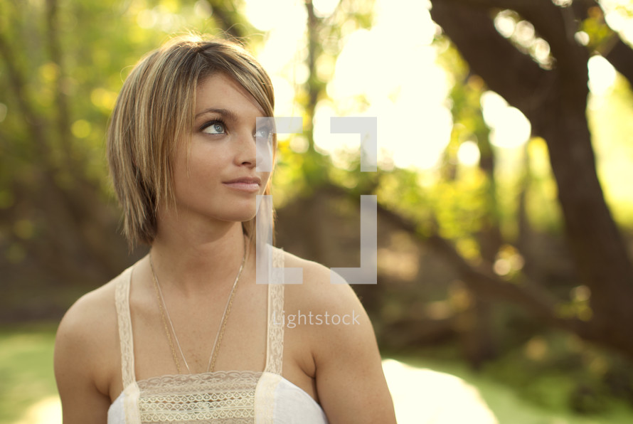 short haired blonde woman profile