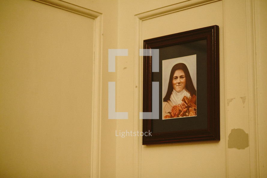 St. Therese painting in a Catholic church.