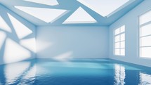 Empty room with water inside, 3d rendering.
