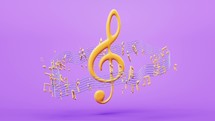 Music notes with cartoon style, 3d rendering.

