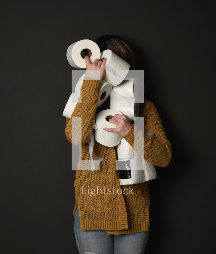 Woman Holding Toilet Paper