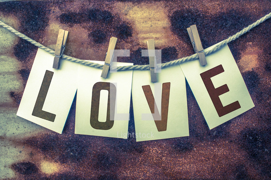 word love on a clothesline 