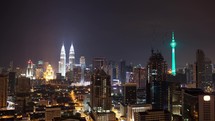 Timelapse of night Kuala Lumpur, Malaysia
