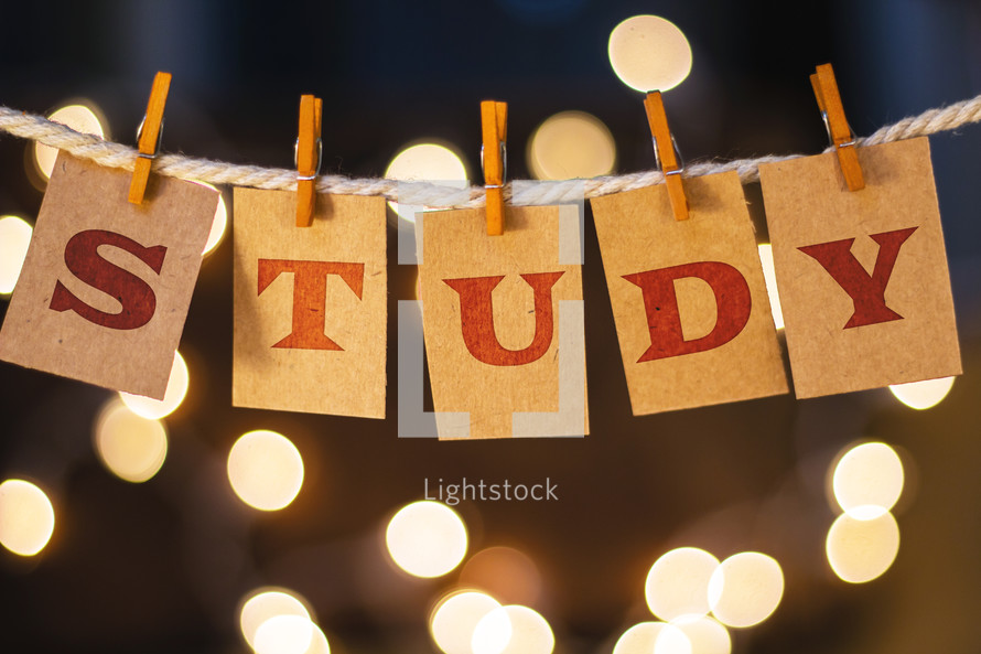 word study hanging on clothes pins 