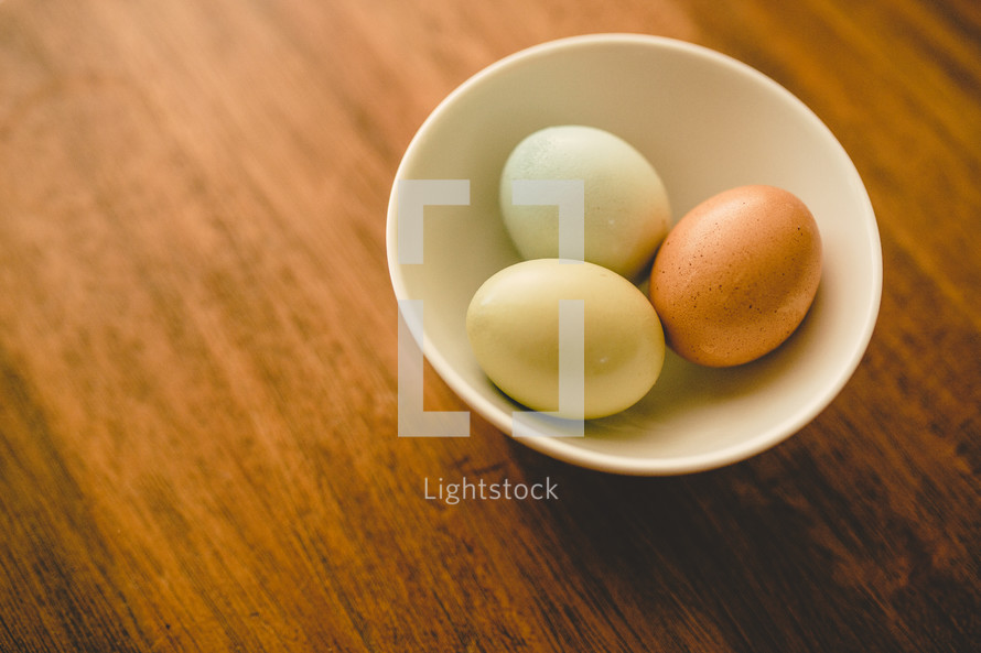 A bowl of eggs for breakfast or a bake sale