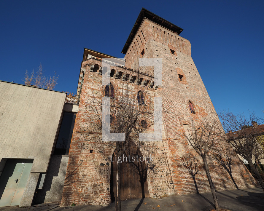 SETTIMO TORINESE, ITALY - CIRCA JANUARY 2018: Torre Medievale medieval tower and castle