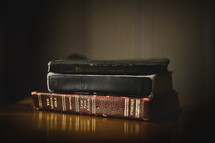 old stacked Bibles 