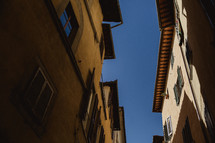 blue sky over the roofs of houses in Rome 