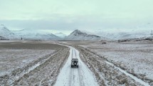 Jeep on an icy road in Iceland 