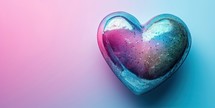 Blue gradient heart on a pink and blue background. Valentine's day.