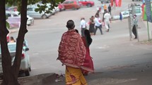 Woman at the Varaha Lakshmi Narasimha Hindu temple in Visakhapatnam, India.