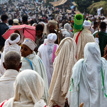 crowds of people heading to a celebration in Ethiopia 