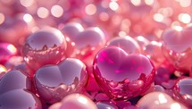 Closeup of Pink Heart Shaped and Round Beads