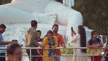 Hindu worshipers at the  statues of Lord Shiva and Goddess Parvati at the Kailasagiri temple in Vizag Visakhapatnam, India