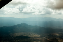flying over mountains in Kenya 