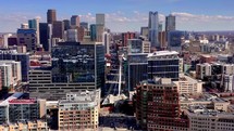 Drone shot of Skyline Colorado Denver aerial view 4k	