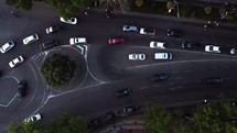 Police car and traffic aerial view