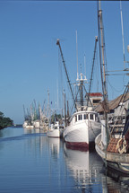 boats in a harbor in Coastal North Carolina