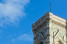 Bell tower detail of Florence Santa Maria del Fiore cathedral in Tuscany, Italy.