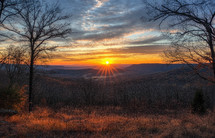 Overlook of the sunset in the Smoky Mountains