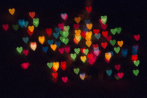 colorful bokeh hearts 