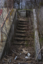 old deteriorating stairs outdoors 