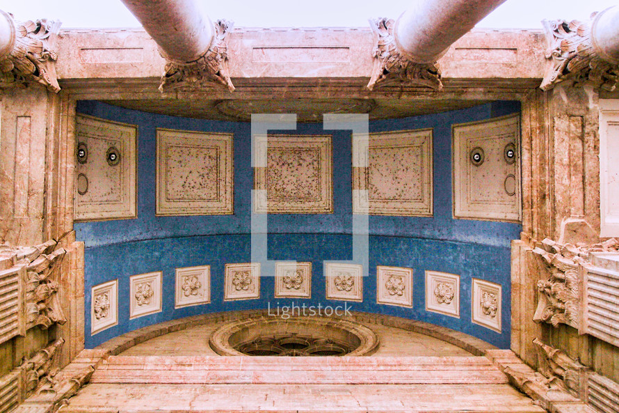 decorative blue and white ceiling 