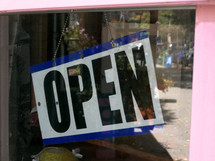OPEN sign in a shop window 