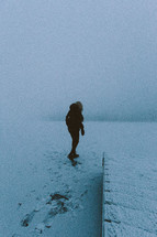walking on a frozen lake 