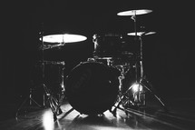 drum set on a stage 
