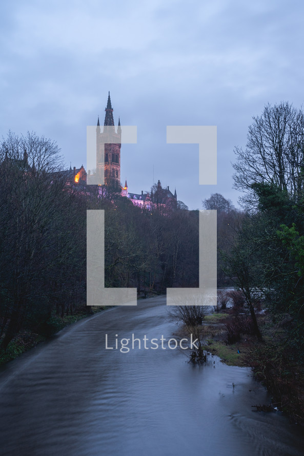 University of Glasgow By night. January 2 2024. Glasgow Scotland