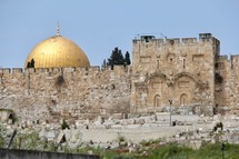 Golden Gate and Dome of the Rock, Jerusalem, Israel 