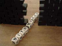 Letter blocks spelling out "with my God."