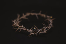 crown of thorns on black background