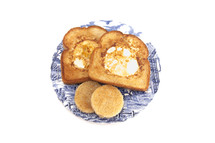 Eggs Fried in the Center of Toast for Breakfast