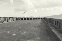 American flag in the center of a fort