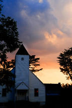 rural church at sunset