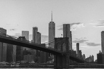 bridge in New York City cityscape 