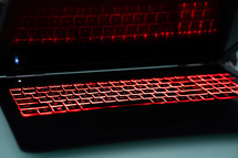 Gaming laptop with a lit keyboard