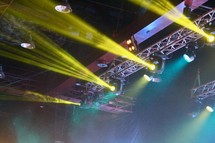 spotlights over a stage 